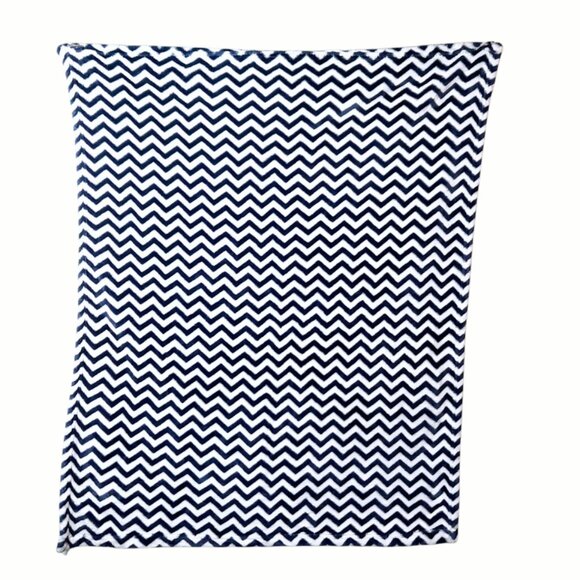 Hudson Baby HB Chevron Zig Zag Blue & White Security Lovey Blanket 30" X 36" - Picture 3 of 4